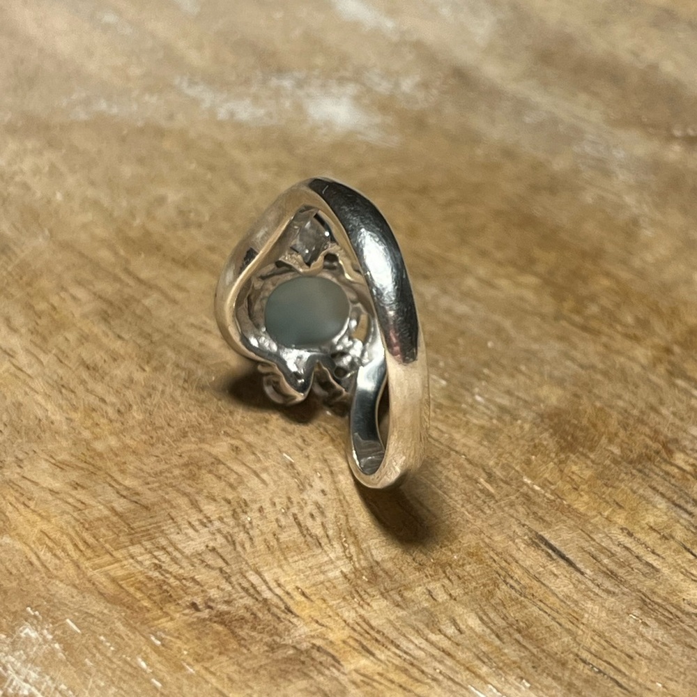 Vintage Larimar & CZ 925 Sterling Silver Ring - Picture 9 of 12